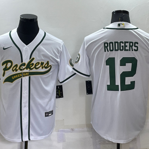 Men's Green Bay Packers #12 Aaron Rodgers White Baseball Nike Jersey