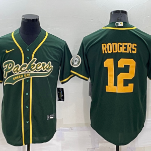Men's Green Bay Packers #12 Aaron Rodgers Green  Baseball Nike Jersey