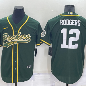 Men's Green Bay Packers #12 Aaron Rodgers Green  Baseball Nike Jersey
