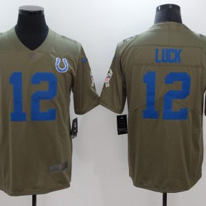 New Nike Indianapolis Colts 12 Luck Olive Salute To Service Limited Jersey