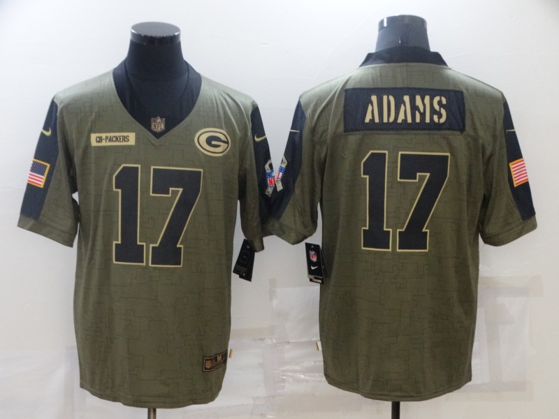 Men's Green Bay Packers Packers #17 Davante Adams 2021 Olive Salute To Service Limited Jersey