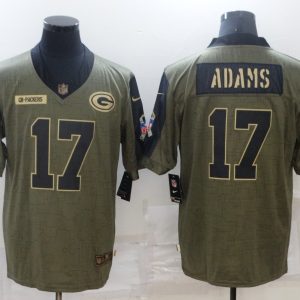Men's Green Bay Packers #17 Davante Adams 2021 Olive Salute To Service Limited Jersey