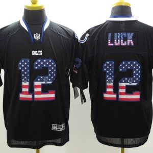 Nike Indianapolis Colts #12 Luck Black USA Flag Fashion Jersey