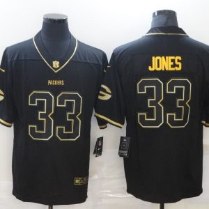 Men's Green Bay Packers Packers #33 Jones Black 2020 Golden Edition Limited Jersey