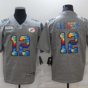 Men's Green Bay Packers #12 Aaron Rodgers 2020 Grey Crucial Catch Limited Jerey