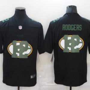 Men's Green Bay Packers Packers #12 Aaron Rodgers Black Shadow Logo Limited Jersey