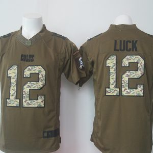 NFL Indianapolis Colts #12 Luck Salute To Service Green Jersey