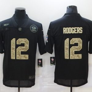 Men's Green Bay Packers Packers #12 Aaron Rodgers Black Camo Salute To Service Limited Jersey
