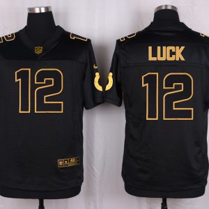 Mens Indianapolis Colts #12 Andrew Luck Pro Line Black Gold Collection Jersey