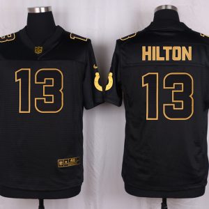 Mens Indianapolis Colts #13 Hilton Pro Line Black Gold Collection Jersey
