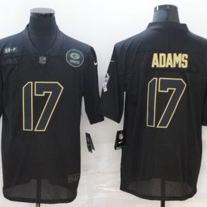 Men's Green Bay Packers #17 Davante Adams 2020 Black Salute To Service Limited Jersey