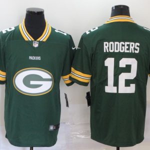 Men's Green Bay Packers Packers #12 Aaron Rodgers Green Team Big Logo Number Vapor Untouchable Limited Jersey