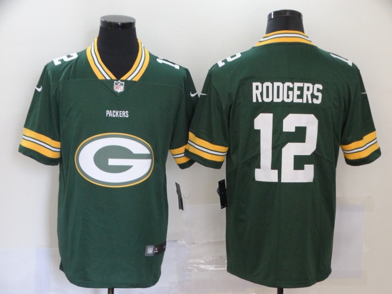 Men's Green Bay Packers Packers #12 Aaron Rodgers Green Team Big Logo Number Vapor Untouchable Limited Jersey
