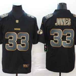 Men's Green Bay Packers Packers #33 Jones Black 2019 Golden Limited Jersey