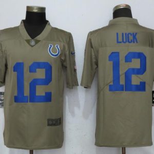 Mens Indianapolis Colts #12 Luck Olive Salute to Service Limited Jersey