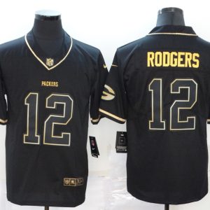 Men's Green Bay Packers Packers #12 Aaron Rodgers Black 2019 Golden Edition Limited Jersey