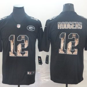 Men's Green Bay Packers #12 Aaron Rodgers 2019 Black Statue Of Liberty Limited Jersey