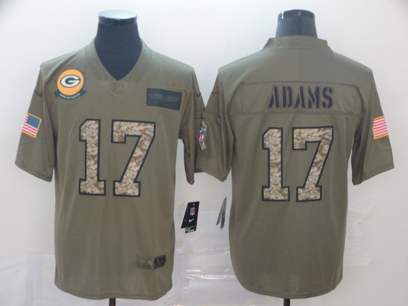 Men's Green Bay Packers Packers #17 Davante Adams 2019 Olive/Camo Salute To Service Limited Jersey