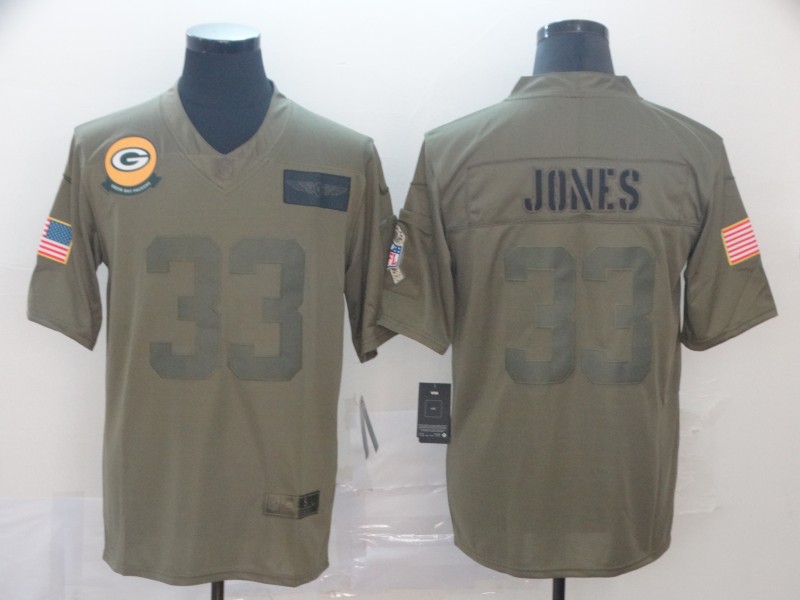 Men's Green Bay Packers Packers #33 Aaron Jones 2019 Camo Salute To Service Limited Jersey