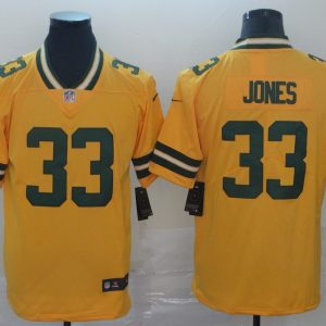 Men's Green Bay Packers #33 Aaron Jones 2019 Gold Inverted Legend Jersey
