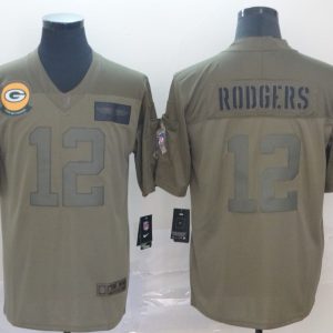 Nike Packers #12 Aaron Rodgers 2019 Olive Salute To Service Limited Men Jersey