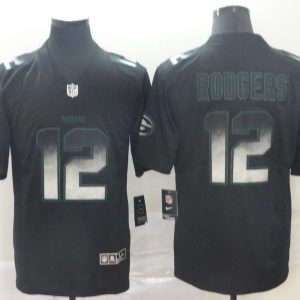 Men's Green Bay Packers #12 Aaron Rodgers Black 2019 Smoke Fashion Limited Jersey