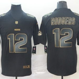 Nike Packers #12 Aaron Rodgers Black Gold Vapor Untouchable Limited Men Jersey