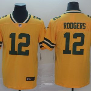 Nike Green Bay Packers #12 Aaron Rodgers Gold Inverted Legend Men Jersey