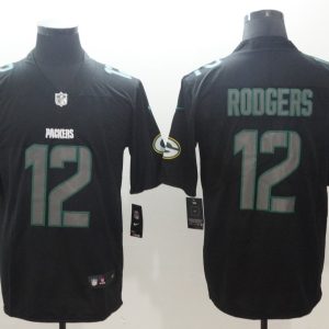 Nike 2018 Green Bay Packers Packers #12 Rodgers Fashion Impact Black Color Rush Limited Jersey