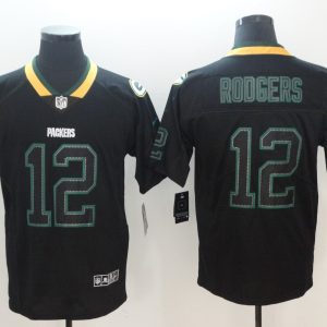Nike 2018 Green Bay Packers Packers #12 Rodgers Lights Out Black Color Rush Limited Jersey