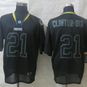 New Nike Green Bay Packers 21 Clinton-Dix Lights Out Black Elite Jerseys