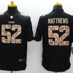 New Green Bay Packers Packers #52 Matthews Black NFL Limited Salute to Service Jersey