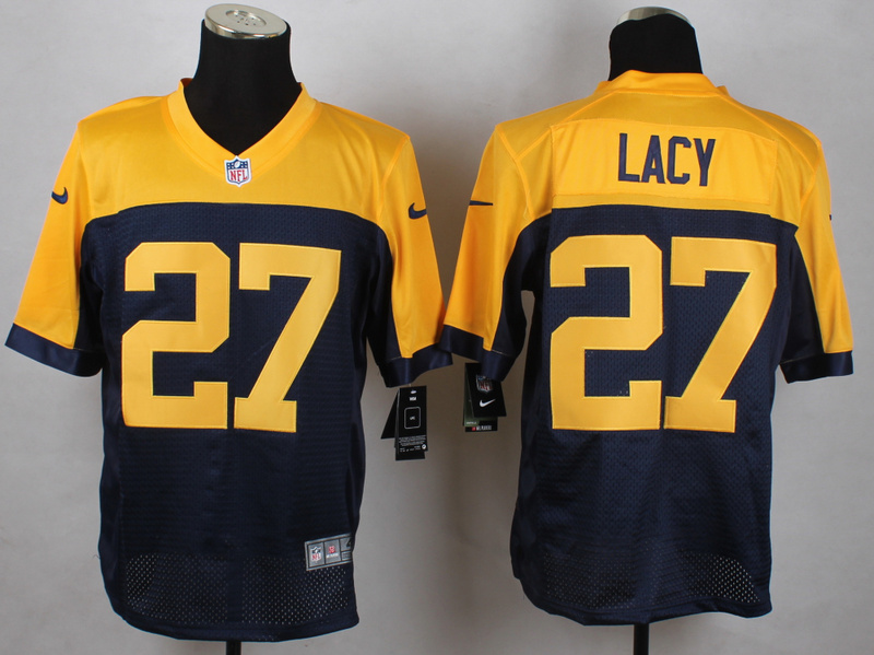Nike Green Bay Packers Packers #27 Lacy Yellow Blue Elite Jersey