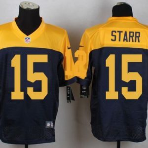 Nike Green Bay Packers Packers #15 Starr Yellow Blue Elite Jersey