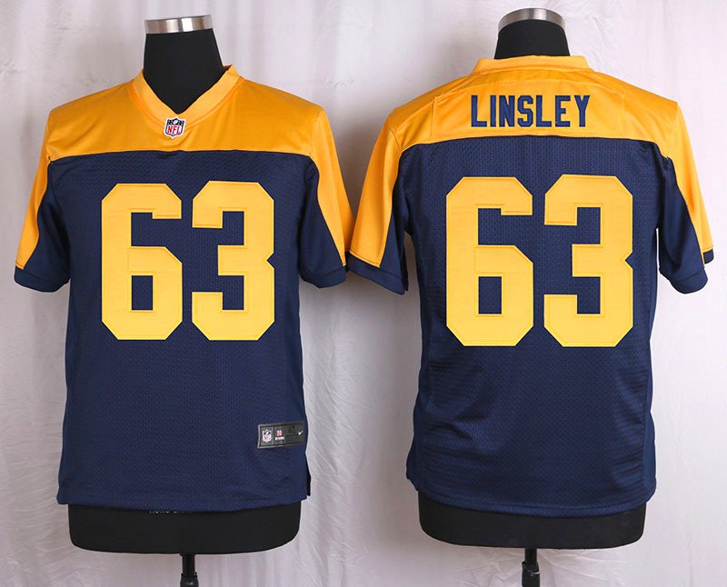 Nike Green Bay Packers Packers #63 Linsley Yellow Blue Elite Jersey