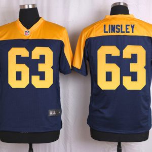 Nike Green Bay Packers #63 Linsley Yellow Blue Elite Jersey