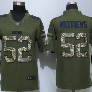 New Nike Green Bay Packers  52 Matthews Green Salute To Service Limited Jersey