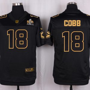 Mens Green Bay Packers Packers #18 Cobb Pro Line Black Gold Collection Jersey
