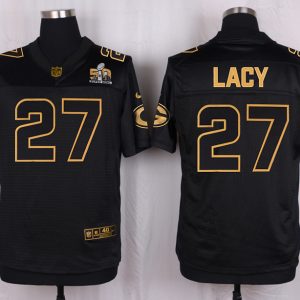 Mens Green Bay Packers #27 Lacy Pro Line Black Gold Collection Jersey