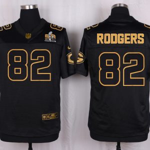 Mens Green Bay Packers #82 Rodgers Pro Line Black Gold Collection Jersey