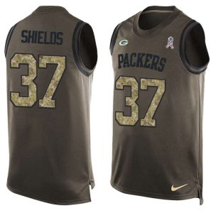 NFL Green Bay Packers Packers #37 Shields Limited Green Salute to Service Tank Top