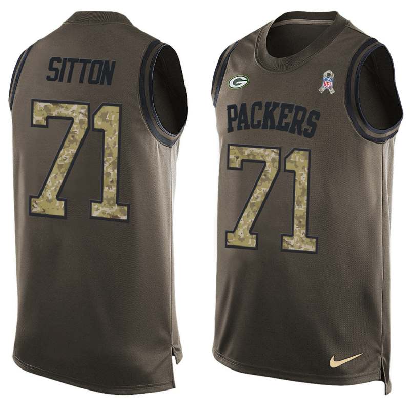 NFL Green Bay Packers Packers #71 Sitton Limited Green Salute to Service Tank Top