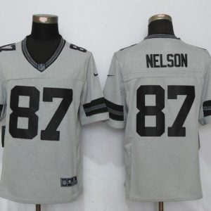 New Nike Green Bay Packers #87 Nelson Gridiron Gray II Limited Jersey