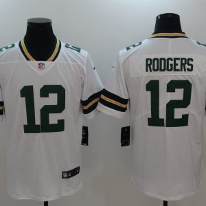 New Nike Green Bay Packers Packers 12 Rodgers White 2017 Vapor Untouchable Limited Jersey