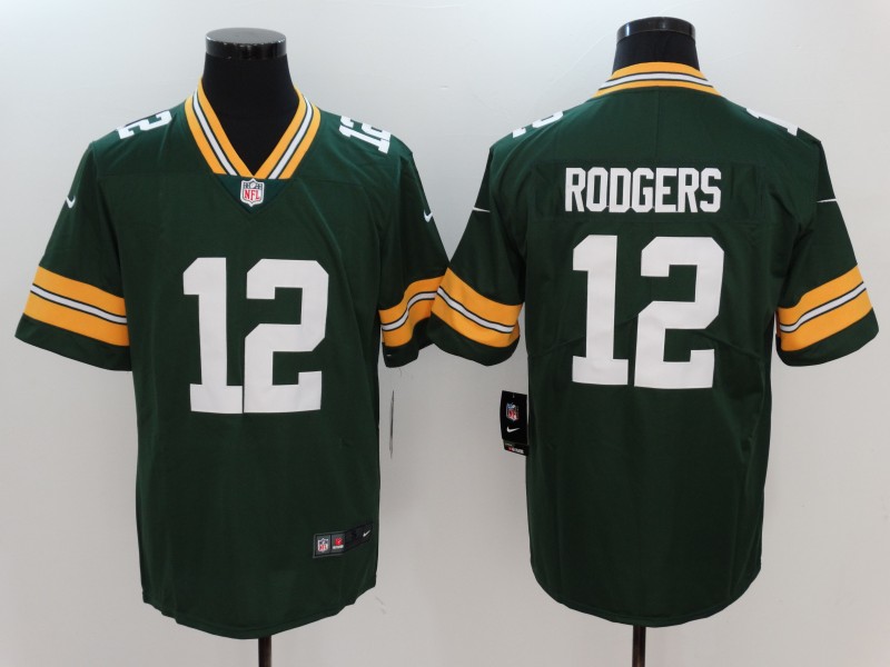 New Nike Green Bay Packers Packers 12 Rodgers Green 2017 Vapor Untouchable Limited Jersey