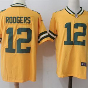 Mens NFL Green Bay Packers #12 Rodgers Yellow Vapor Limited Jersey