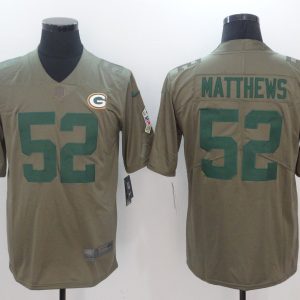 Mens Green Bay Packers #52 Matthews Olive Salute to Service Limited Jersey