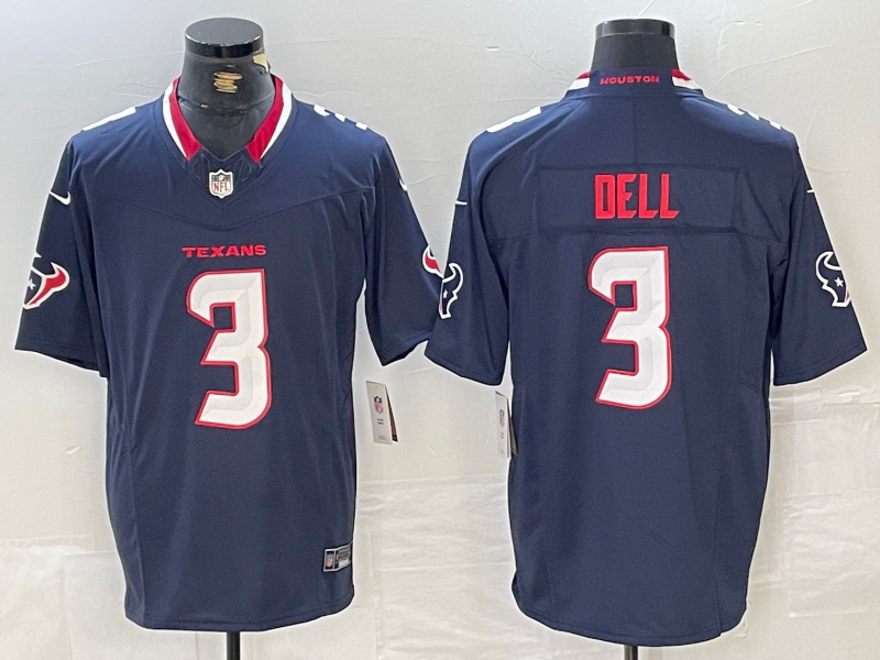 Men's Houston Texans #3 Tank Dell Navy 2024 Vapor F.U.S.E. Limited Stitched Jersey