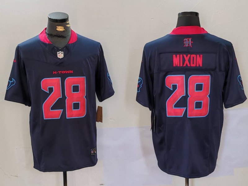 Men's Houston Texans #28 Mixon Navy 2024 2nd Alternate F.U.S.E Vapor Jersey