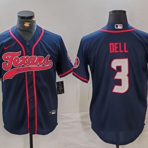 Men's Houston Texans #3 Tank Dell Navy With Patch Cool Base Stitched Baseball Jersey